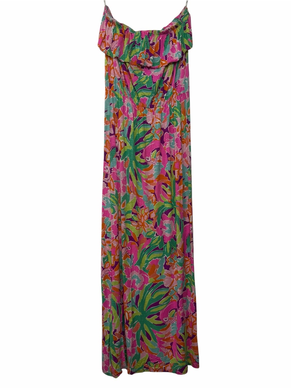 Lilly Pulitzer Strapless Tropical Print Maxi Dress Size L - Picture 2 of 10